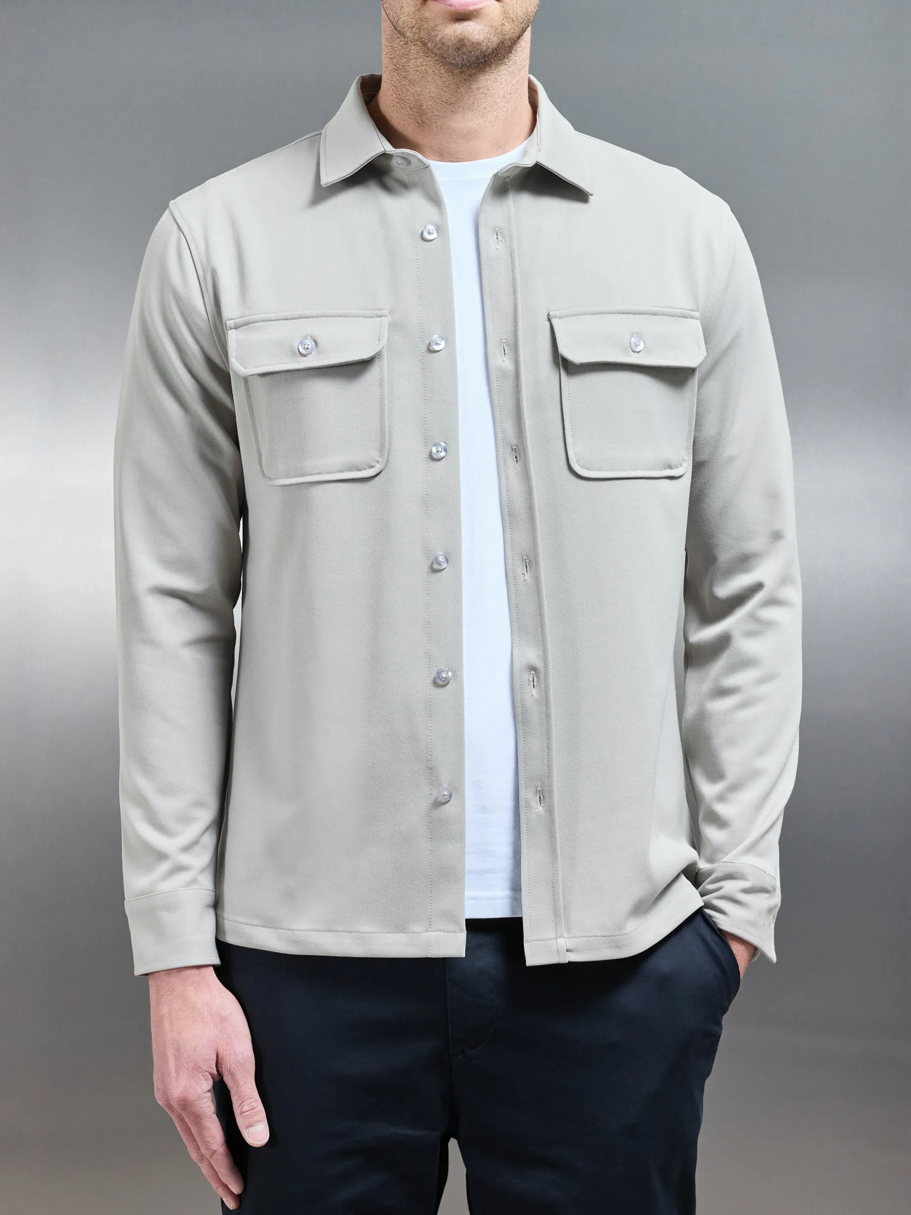 Textured Overshirt - Stone