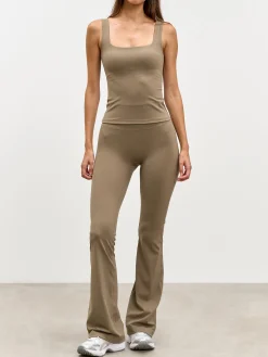 Womens Active Flared Legging - Taupe