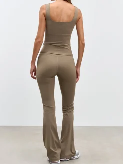 Womens Active Flared Legging - Taupe