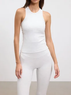 Womens Brushed Cotton Jersey Racer Vest - Marl Grey