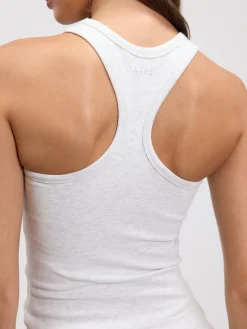 Womens Brushed Cotton Jersey Racer Vest - Marl Grey
