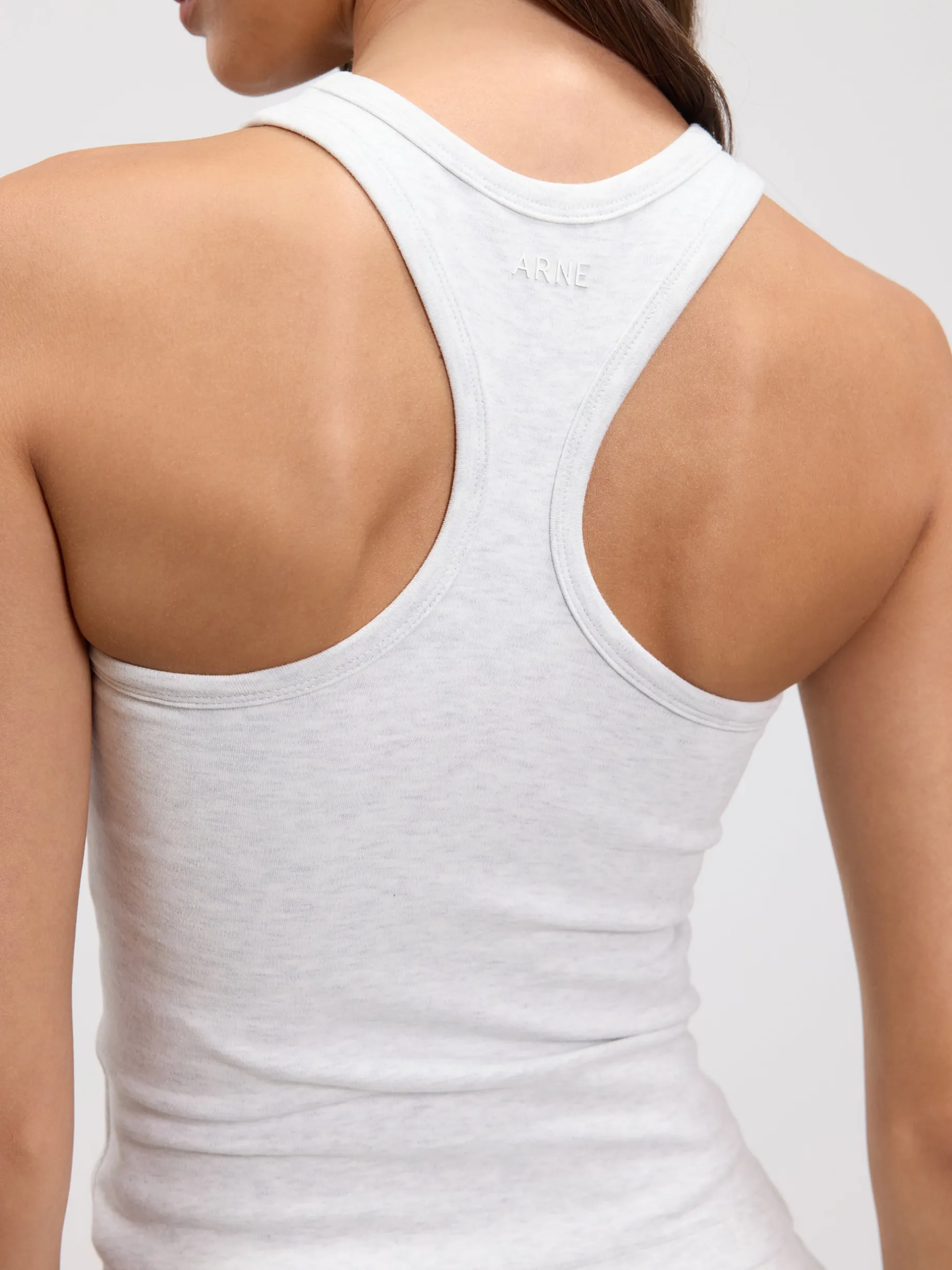 Womens Brushed Cotton Jersey Racer Vest - Marl Grey