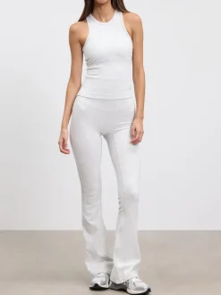 Womens Brushed Cotton Jersey Fold Over Flared Legging - Marl Grey