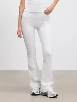 Womens Brushed Cotton Jersey Fold Over Flared Legging - Marl Grey
