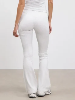 Womens Brushed Cotton Jersey Fold Over Flared Legging - Marl Grey