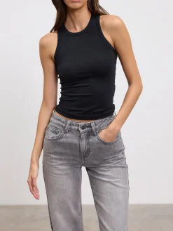 Womens Cotton Jersey Racer Vest - Black