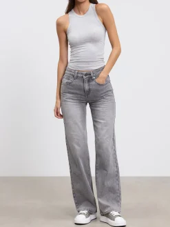 Womens Cotton Jersey Racer Vest - Marl Grey