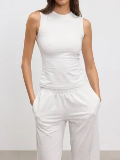 Womens Cotton Modal Round Neck Vest - Marl Grey