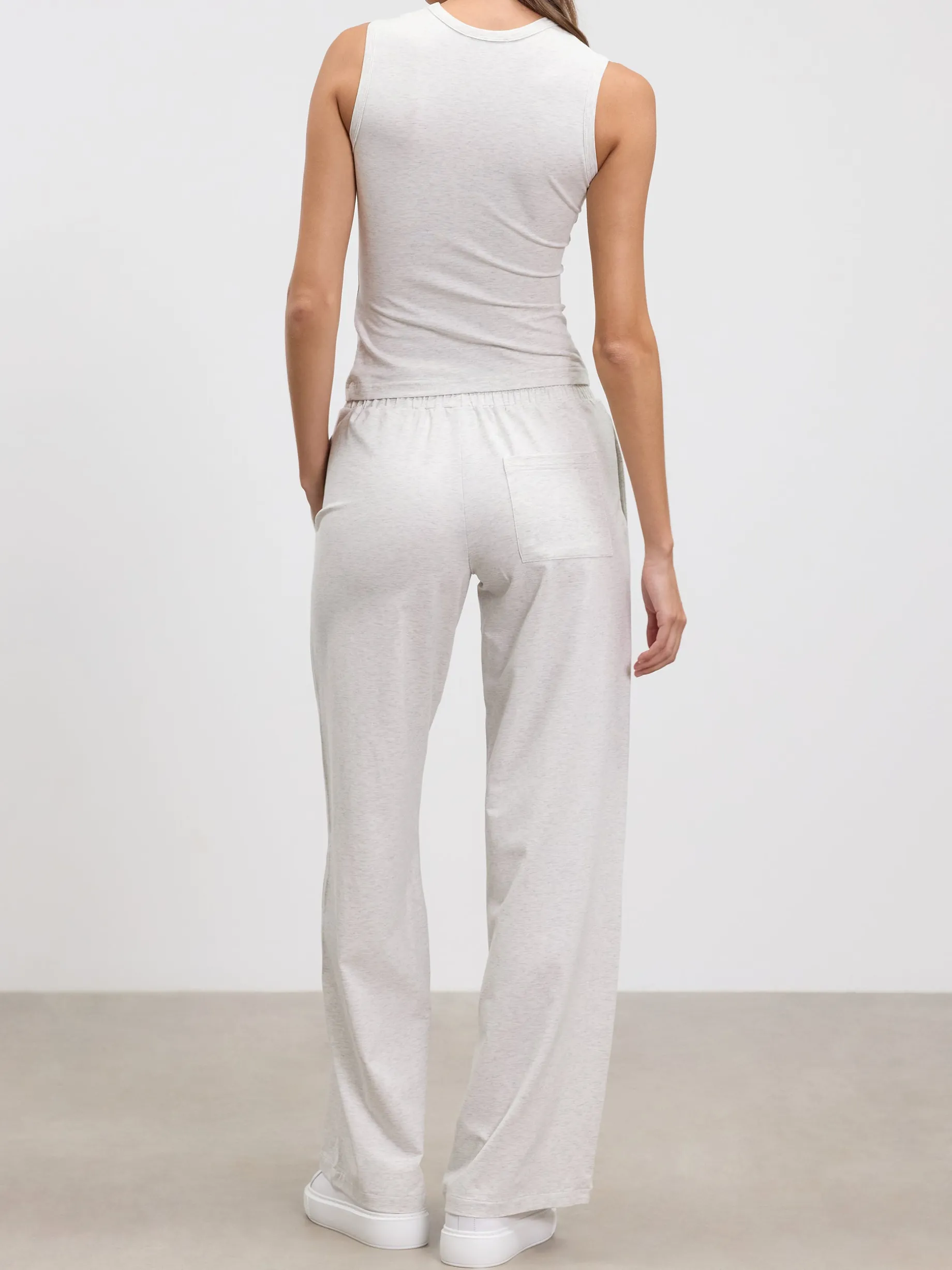 Womens Cotton Modal Round Neck Vest - Marl Grey