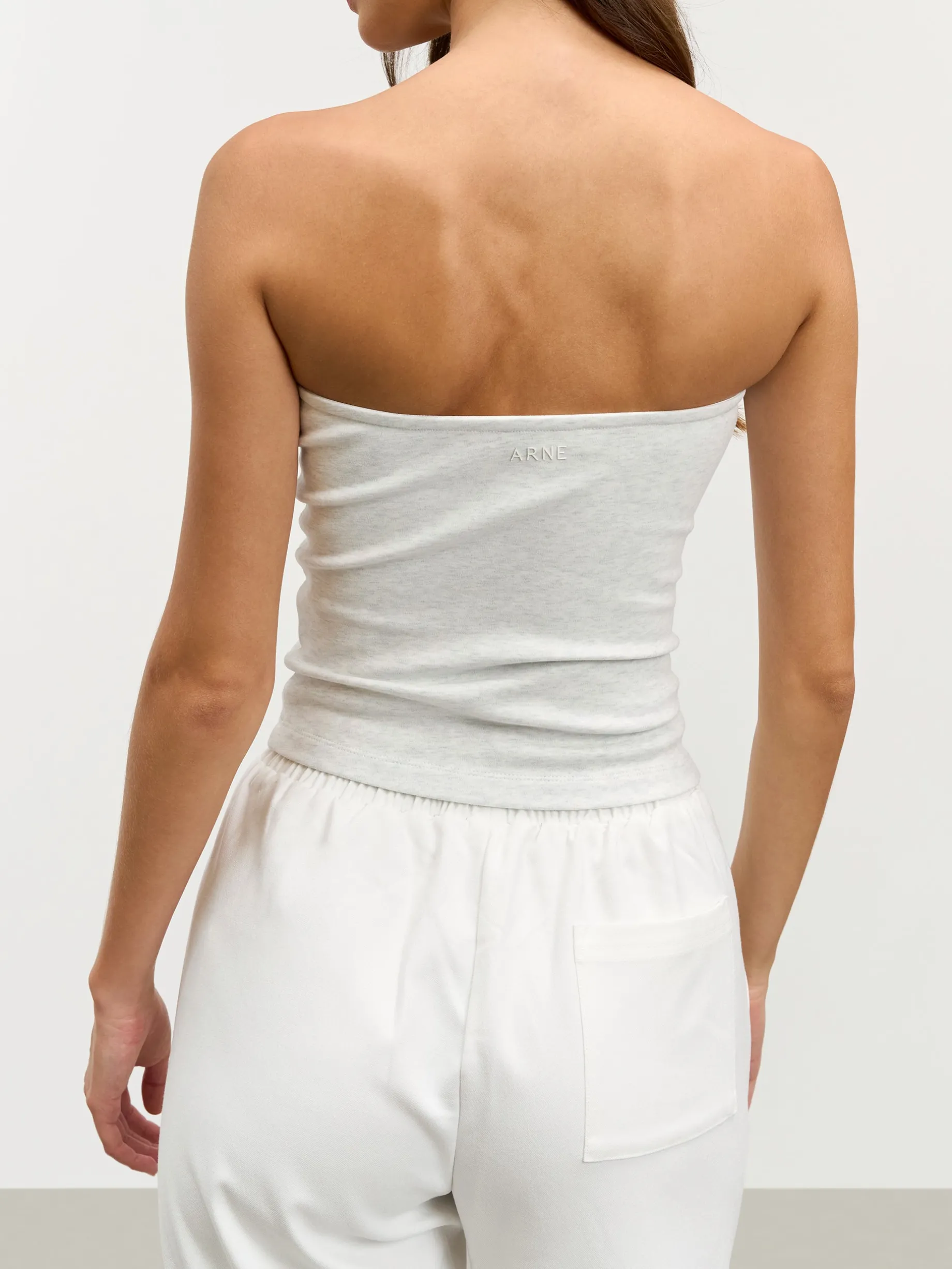 Womens Jersey Bandeau Top - Marl Grey