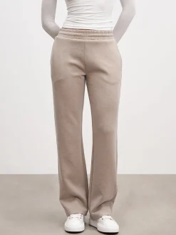 Womens Knitted Straight Leg Jogger - Stone
