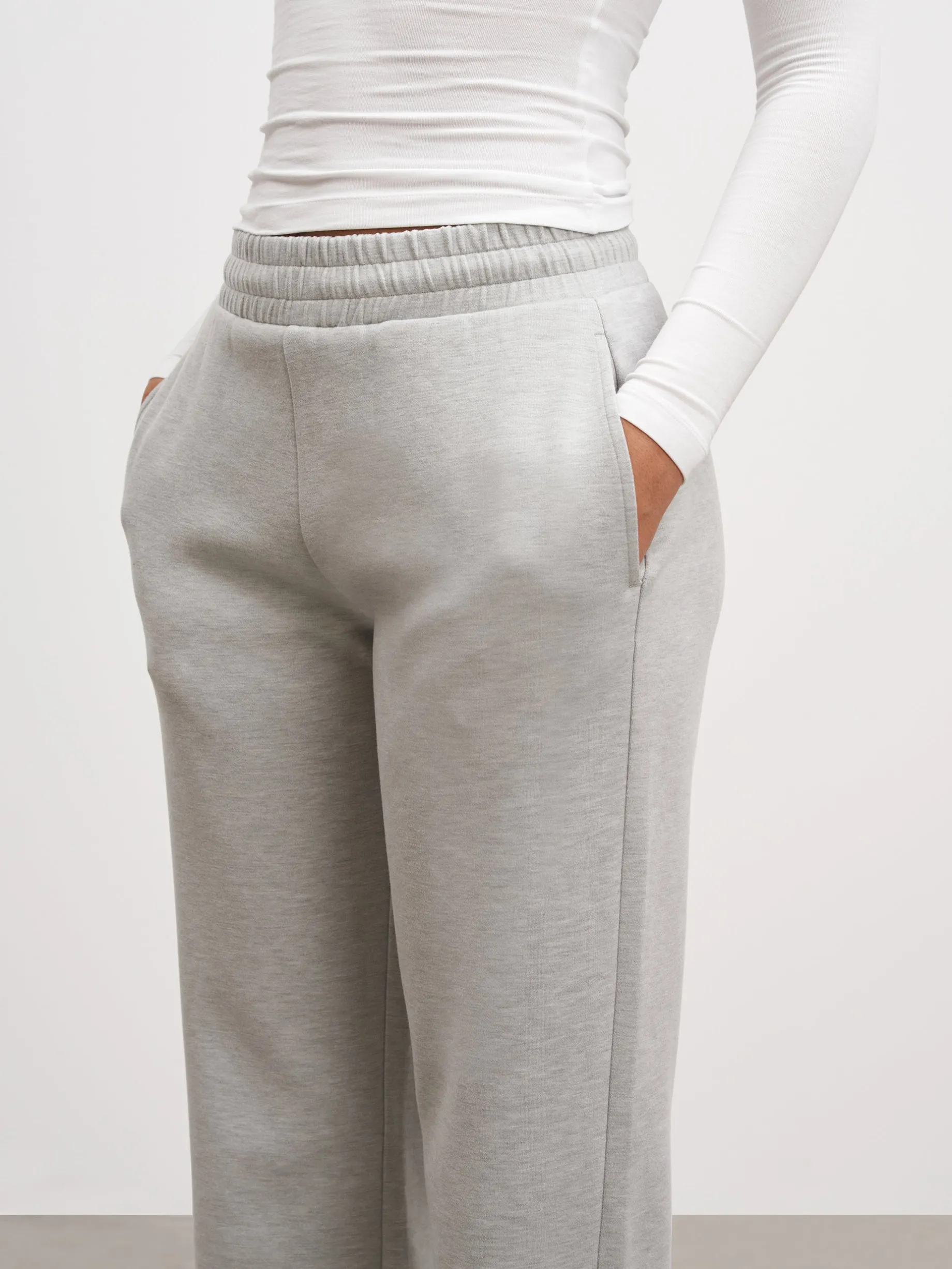 Womens Knitted Straight Leg Jogger - Marl Grey