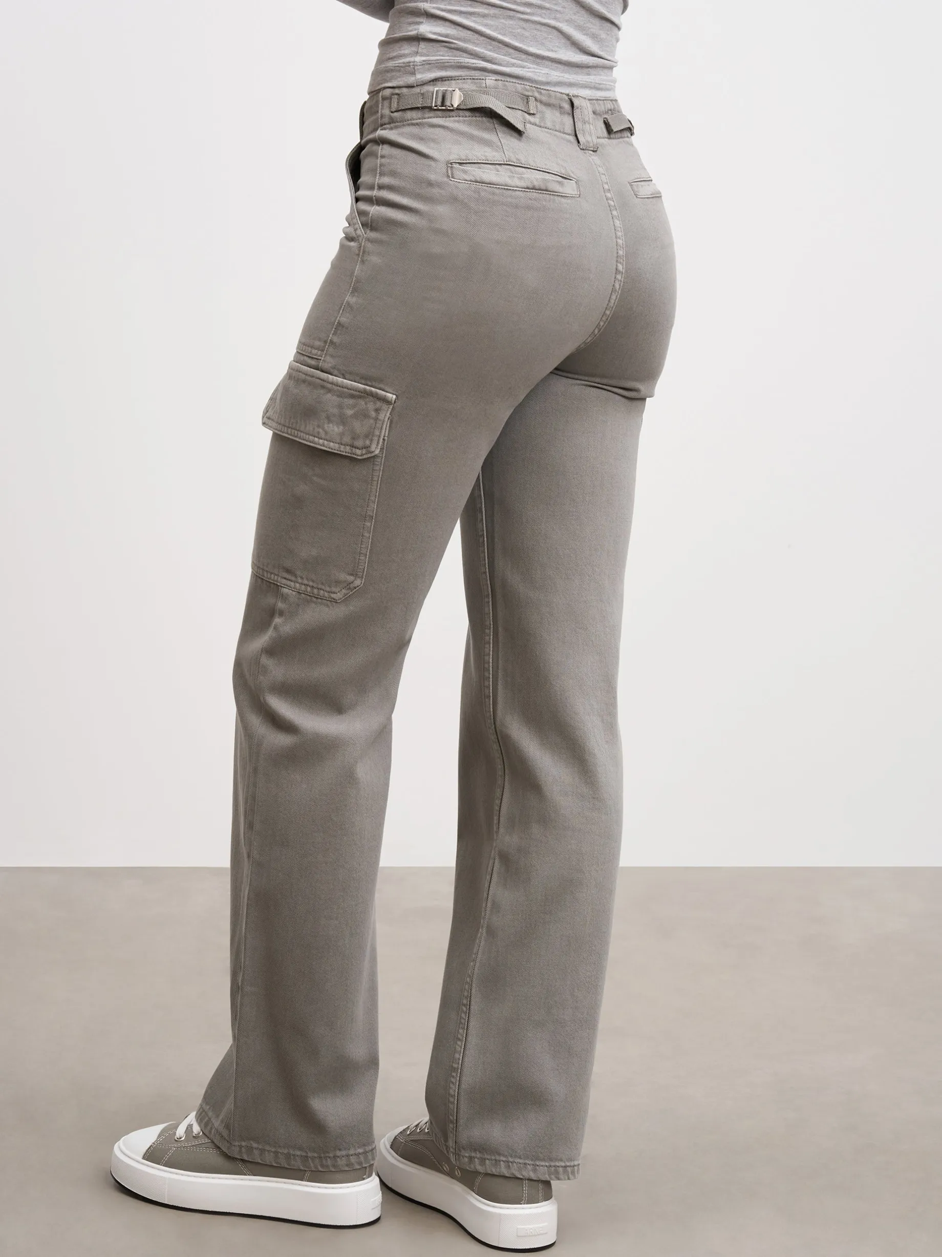 Womens Mid Rise Cargo Pant - Grey