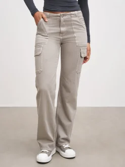 Womens Mid Rise Cargo Pant - Stone