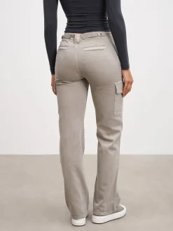 Womens Mid Rise Cargo Pant - Stone