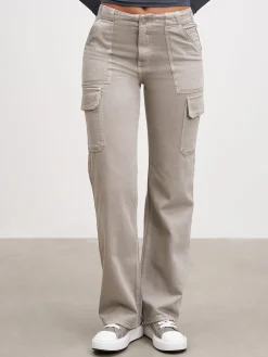 Womens Mid Rise Cargo Pant - Stone