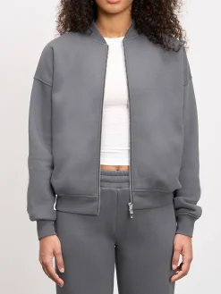 Womens Neoprene Bomber Jacket - Grey