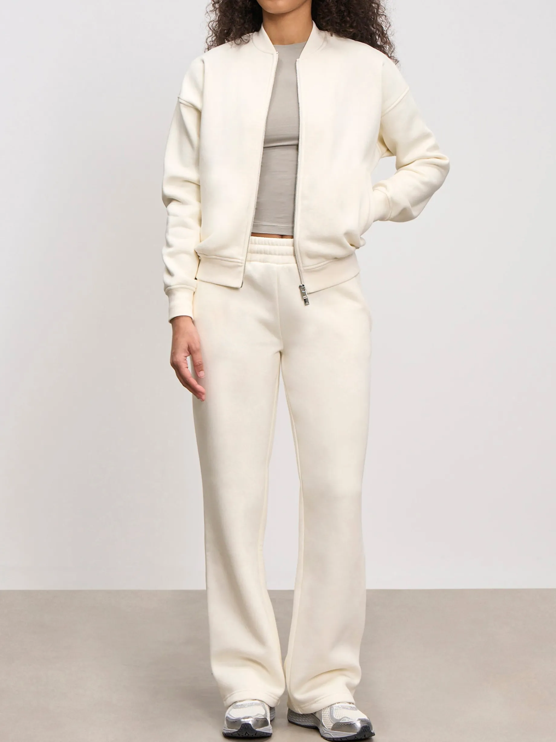 Womens Neoprene Straight Leg Jogger - Ecru