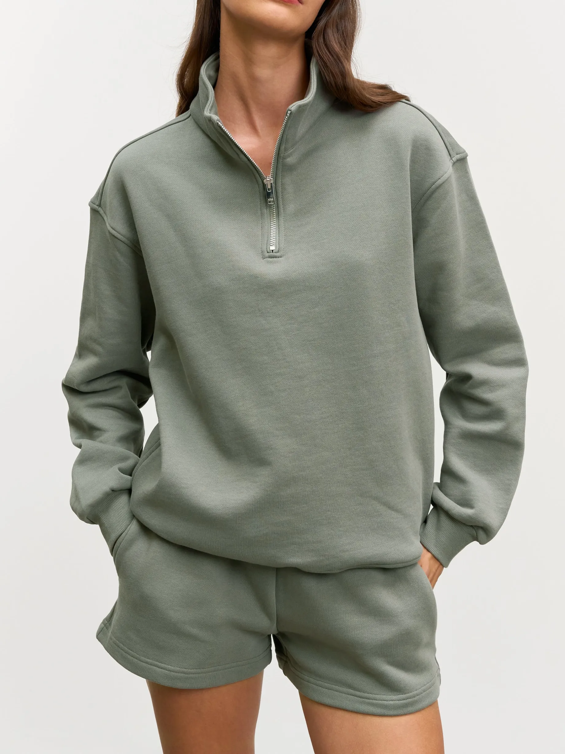Womens Relaxed Jersey Funnel Neck - Sage