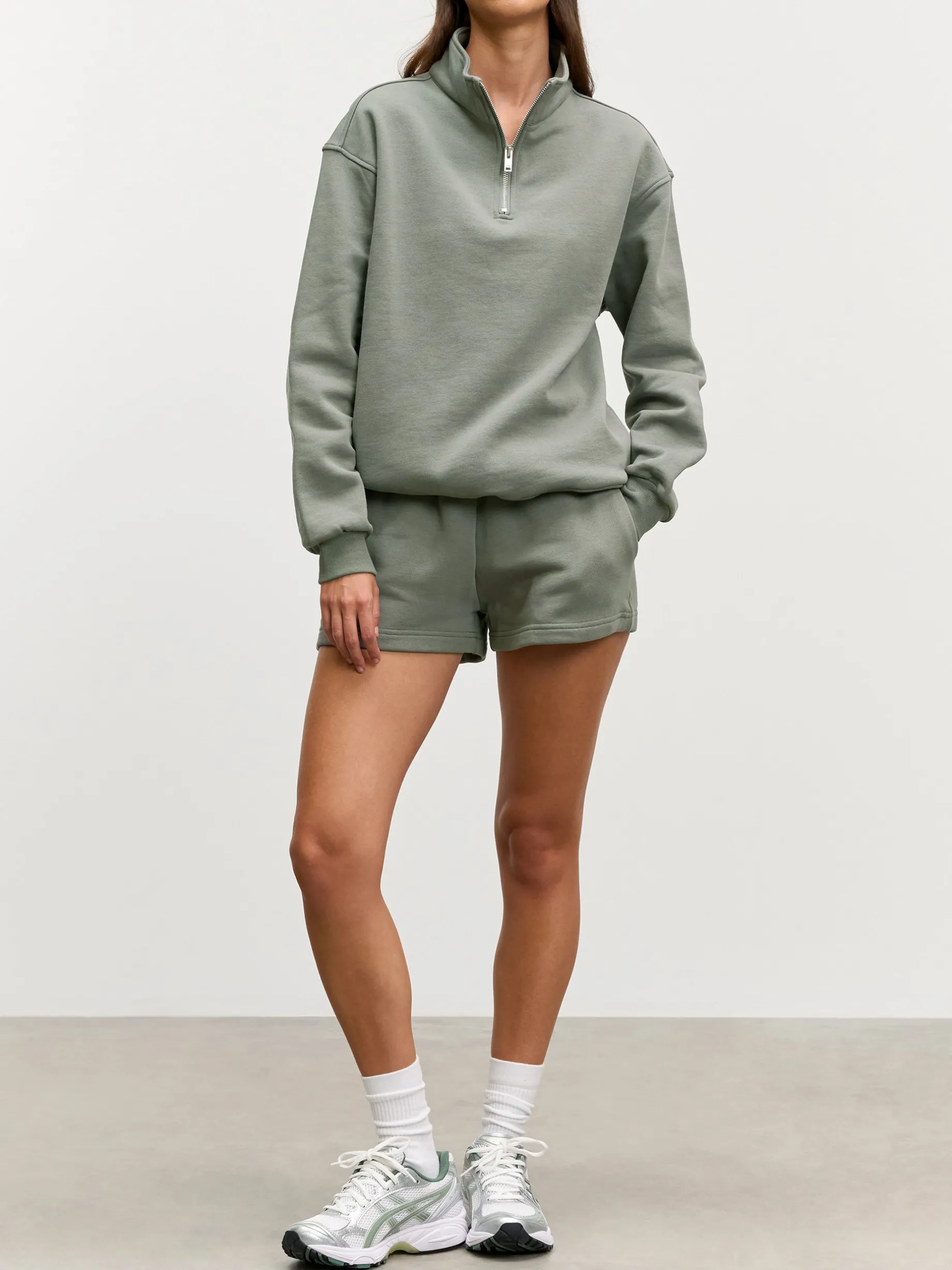 Womens Relaxed Jersey Funnel Neck - Sage