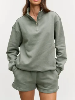 Womens Relaxed Jersey Funnel Neck - Sage