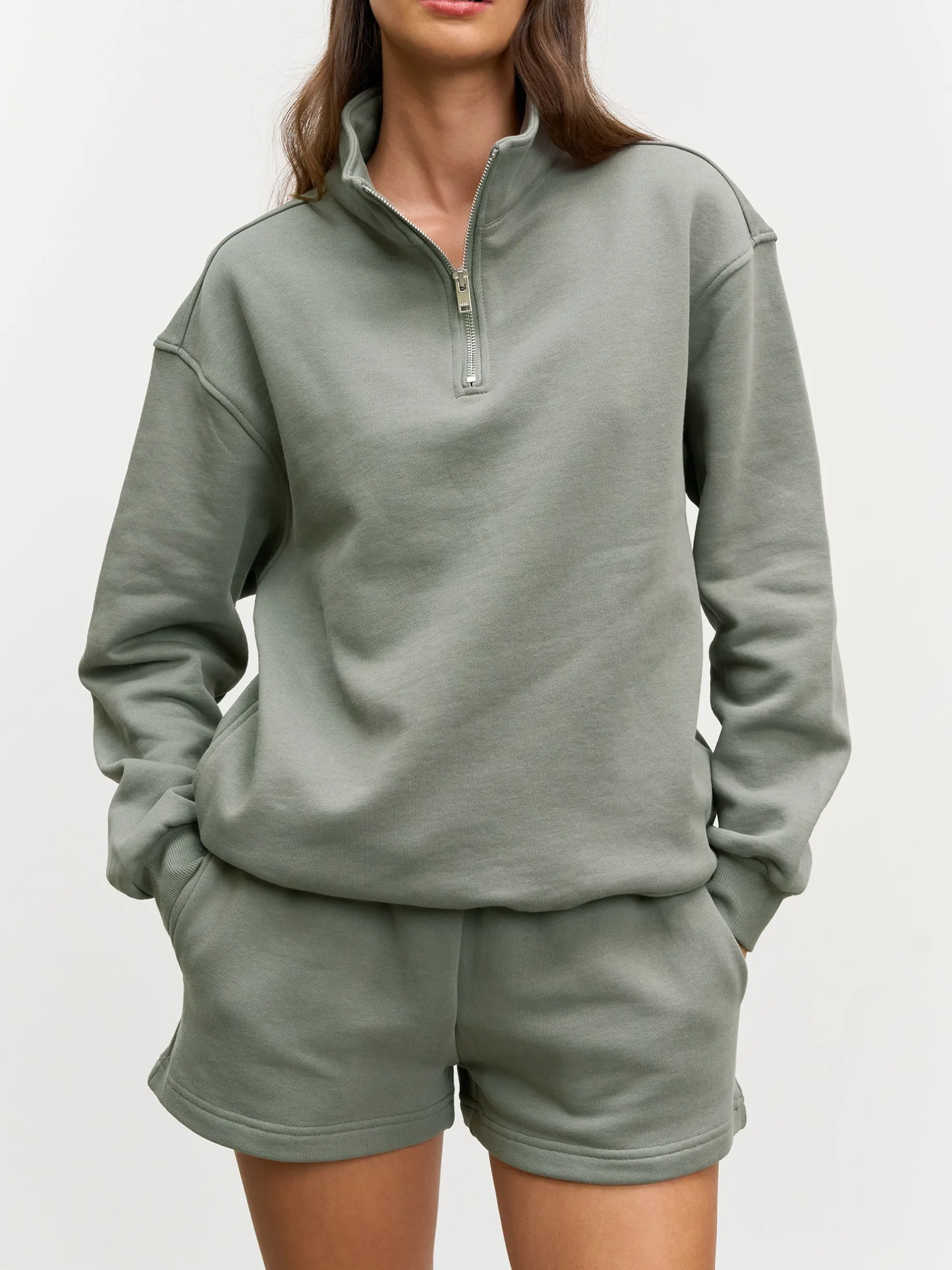 Womens Relaxed Jersey Funnel Neck - Sage