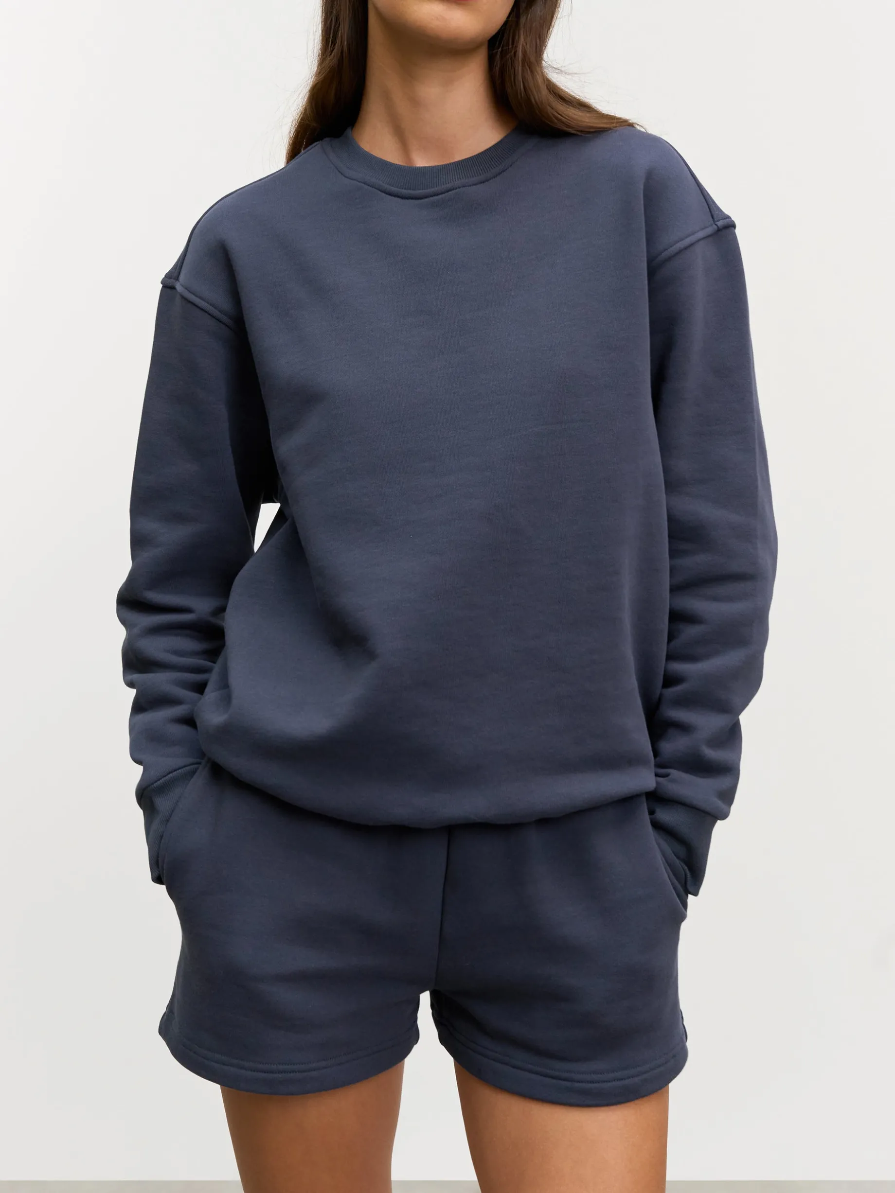 Womens Relaxed Jersey Sweatshirt - Slate Blue