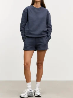 Womens Relaxed Jersey Sweatshirt - Slate Blue