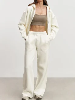 Womens Relaxed Straight Leg Jogger - Ecru