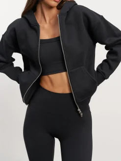 Womens Relaxed Zip Hoodie - Black