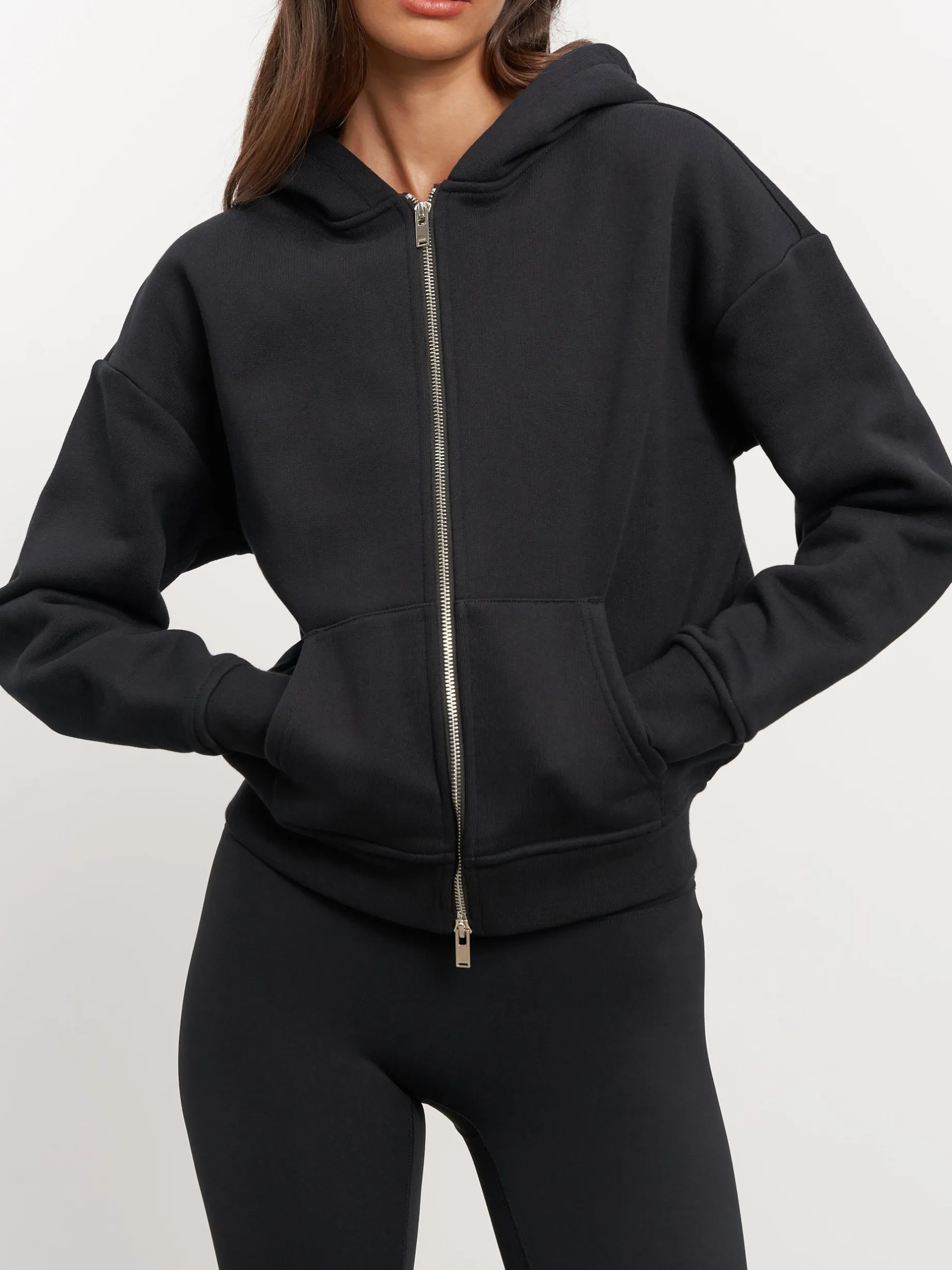 Womens Relaxed Zip Hoodie - Black