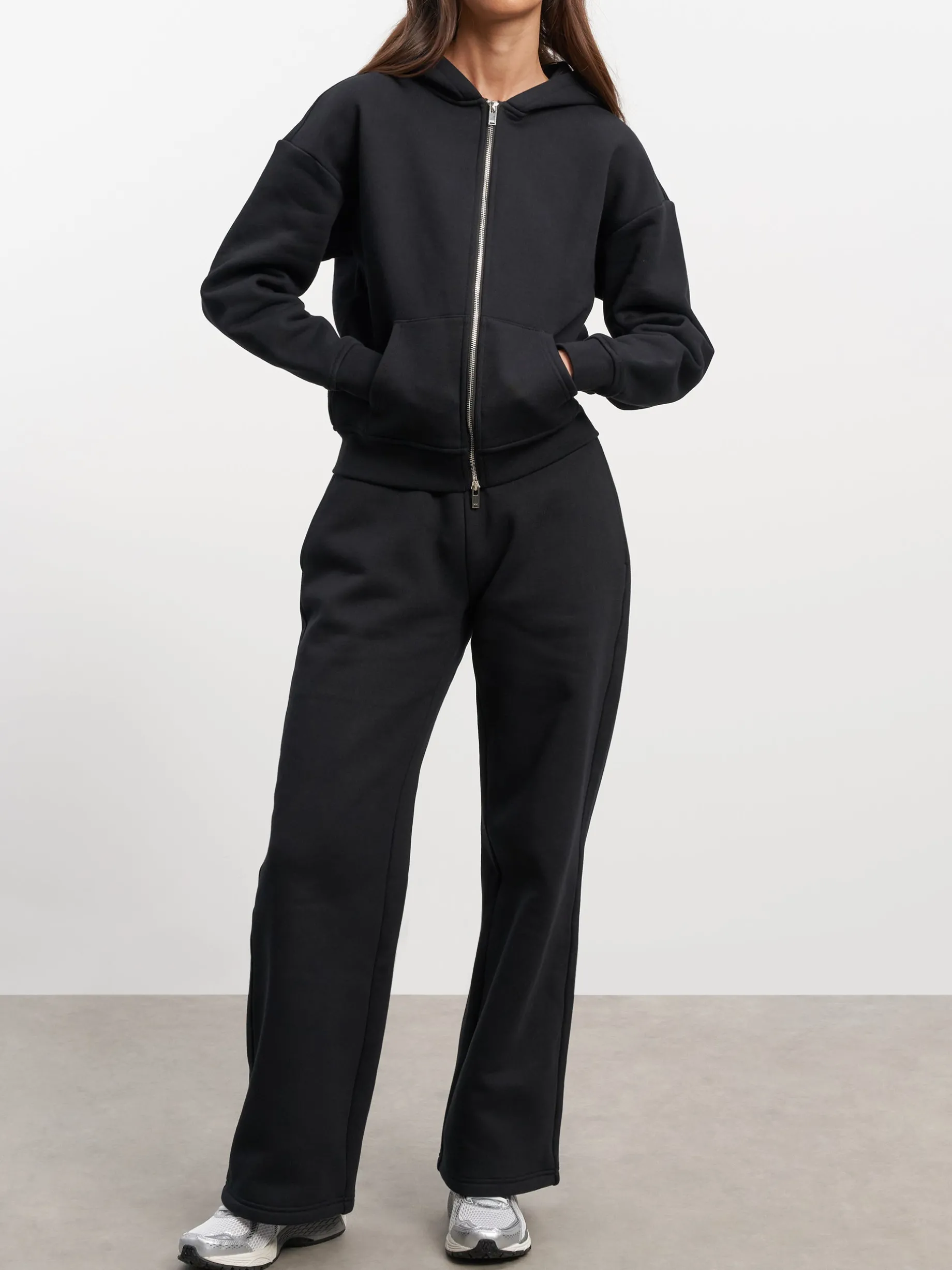 Womens Relaxed Zip Hoodie - Black