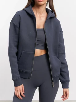 Womens Relaxed Zip Hoodie - Slate Blue