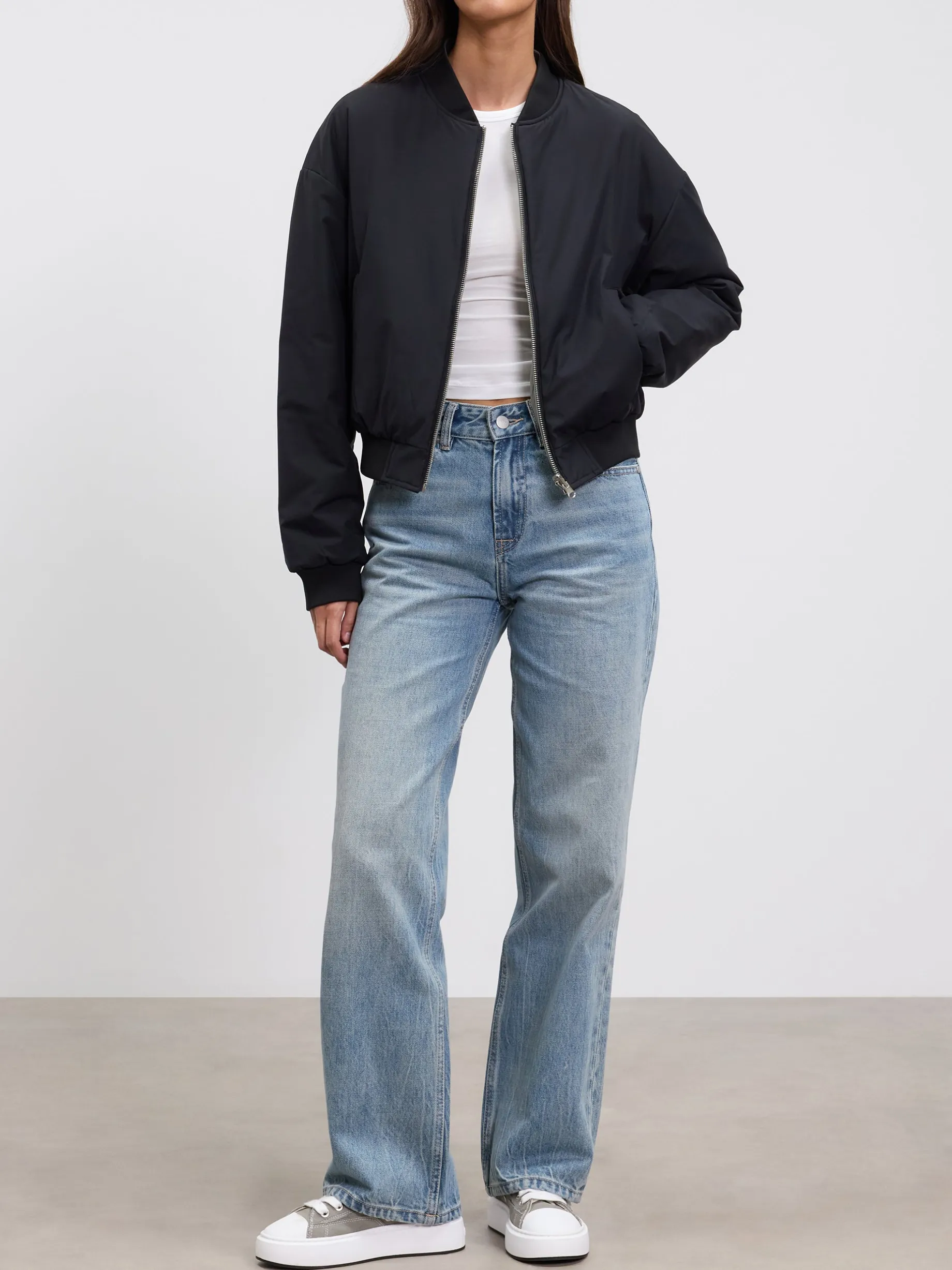 Womens Reversible Bomber Jacket - Black Sage