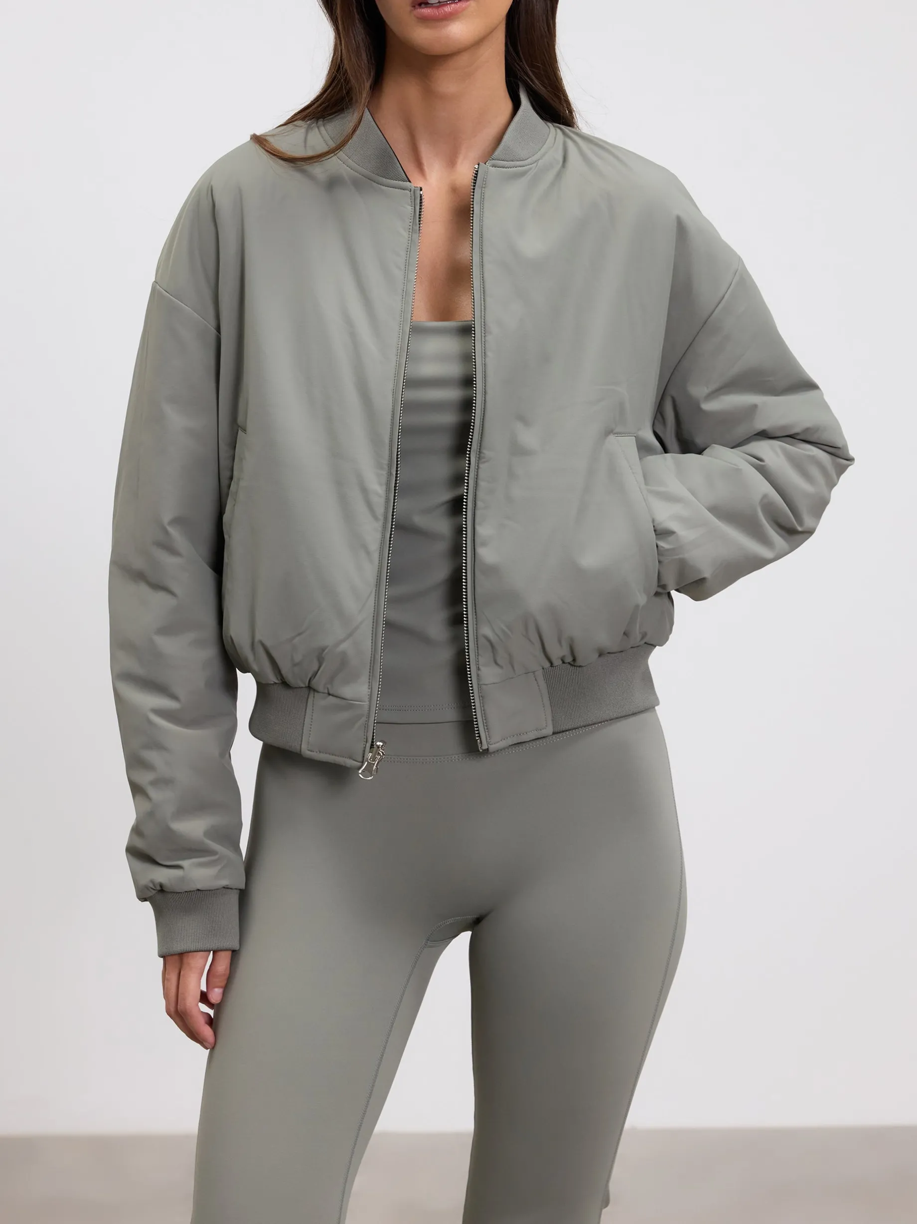 Womens Reversible Bomber Jacket - Black Sage