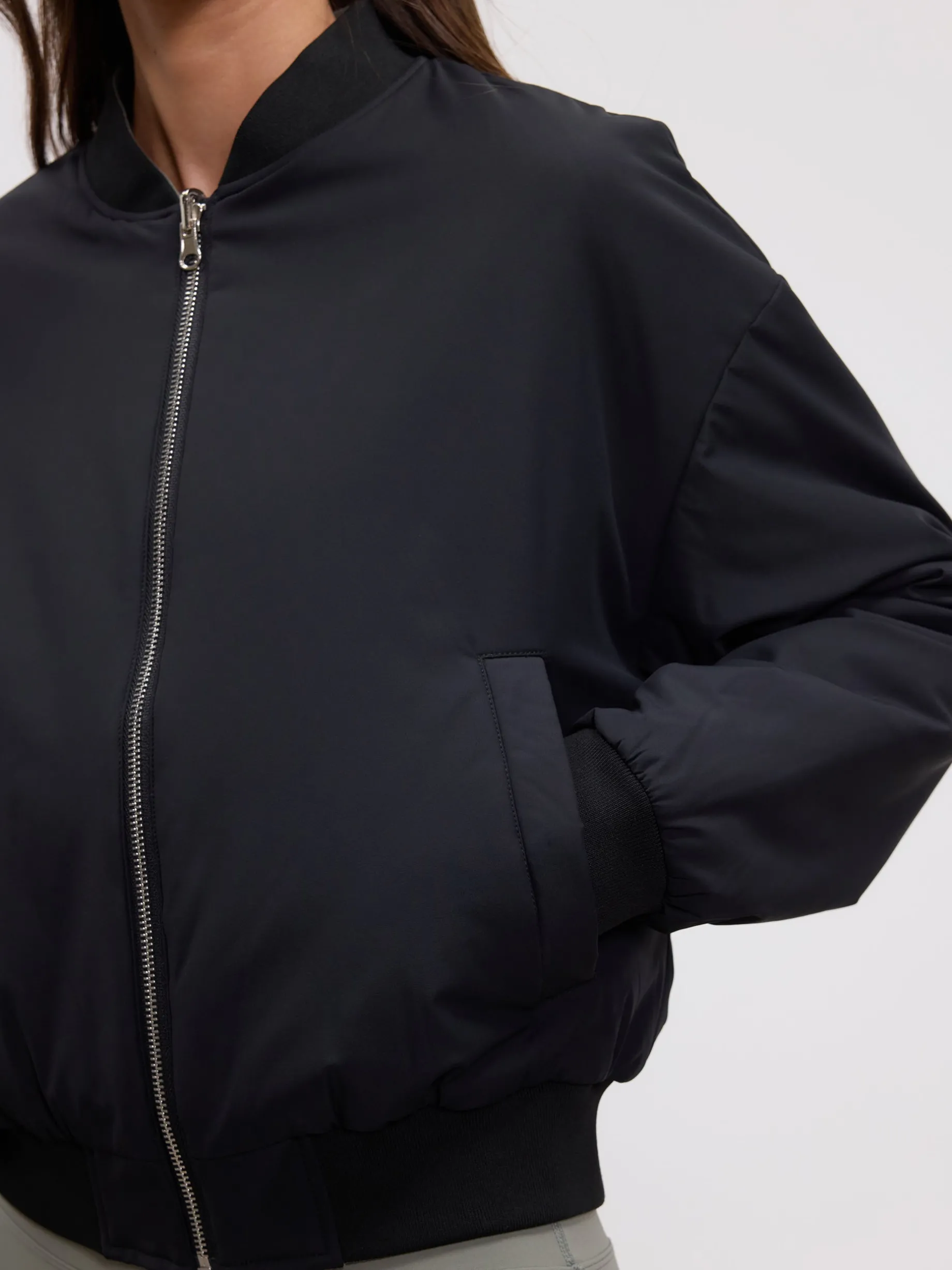 Womens Reversible Bomber Jacket - Black Sage