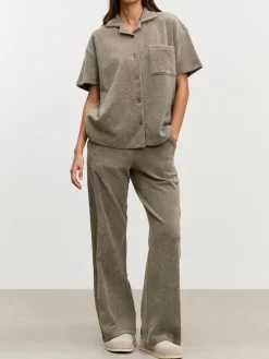 Womens Towelling Trouser - Taupe