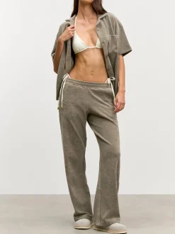 Womens Towelling Trouser - Taupe