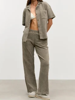 Womens Towelling Trouser - Taupe