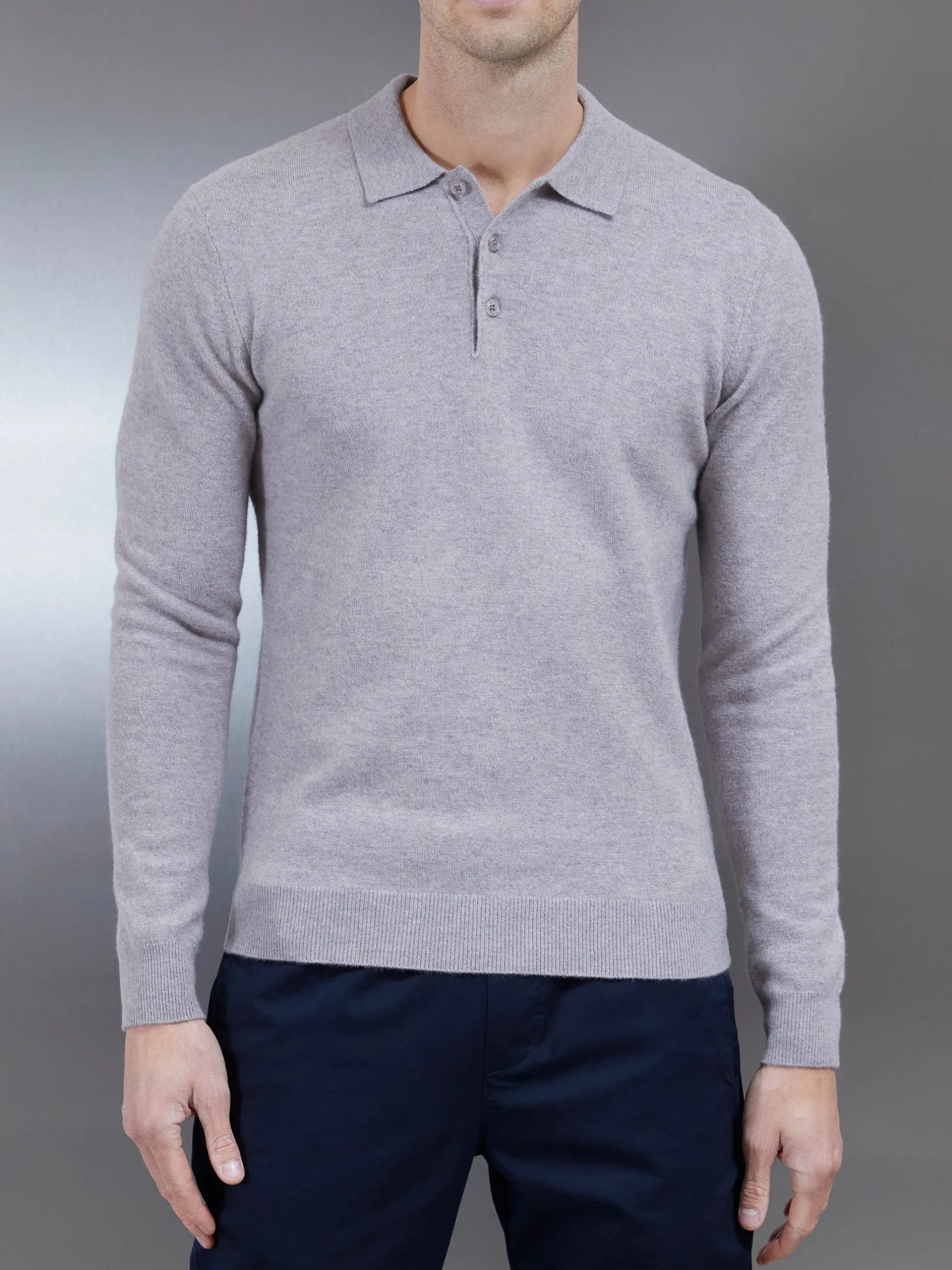 Wool Knitted Polo Shirt - Stone