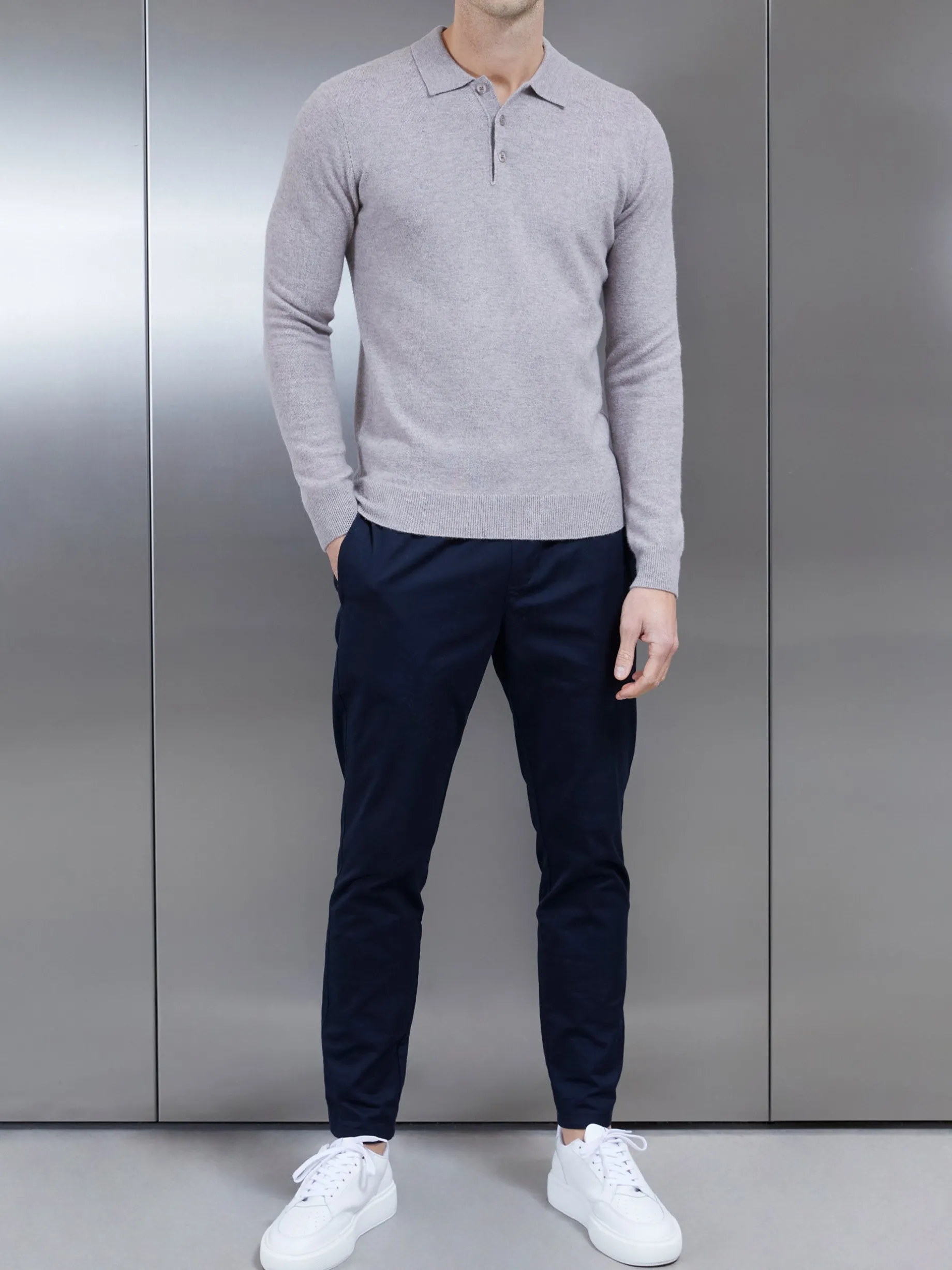 Wool Knitted Polo Shirt - Stone