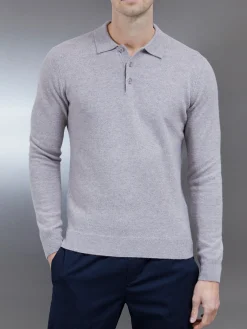 Wool Knitted Polo Shirt - Stone