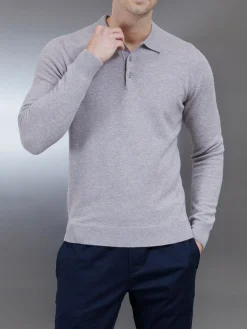 Wool Knitted Polo Shirt - Stone