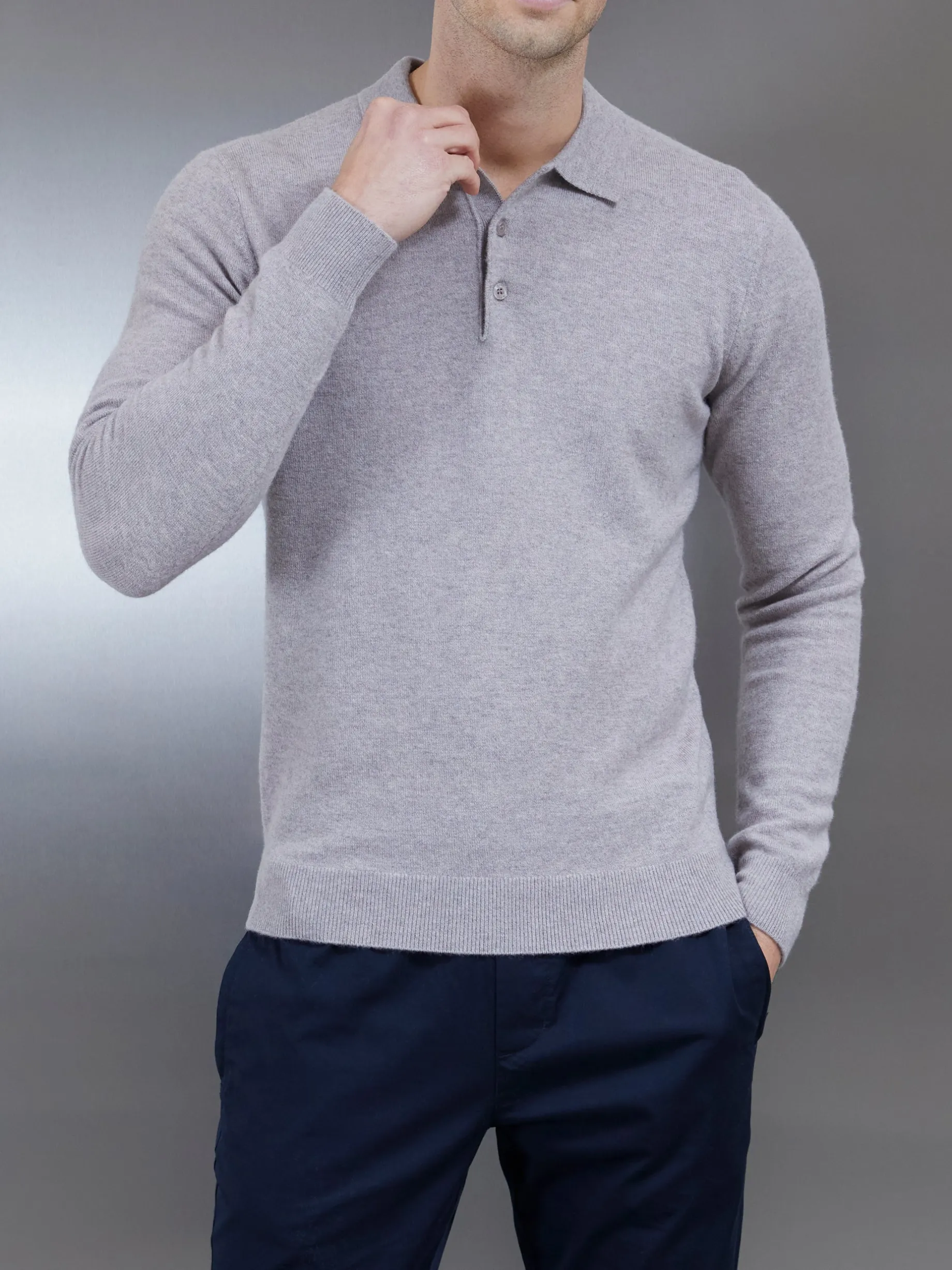 Wool Knitted Polo Shirt - Stone