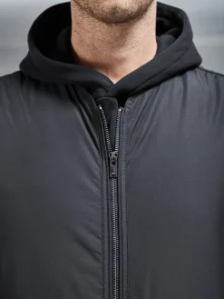 Zip Through Padded Vest - Black